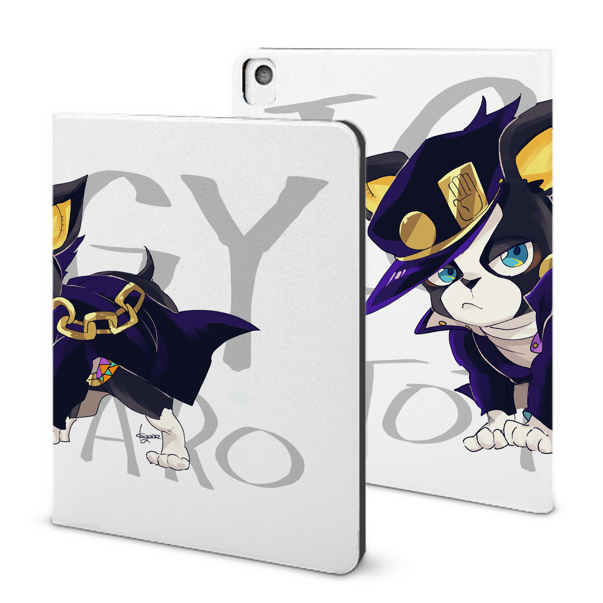 （画像用） ジョジョの奇妙な冒険 JoJo's Bizarre Adventure IPadケース ペンホルダー付き ブックスタイルデザイン